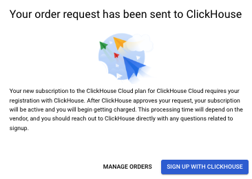GCP Marketplace sign up modal - Zoomed